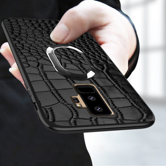 Kaaum Crocodile Texture Magnetic Suction Ring Bracket Case For Samsung Galaxy