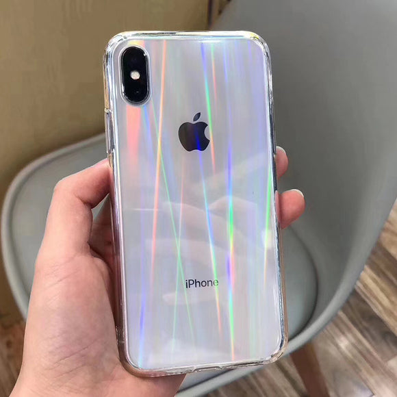 Phone Case - Luxury Gradient Rainbow Laser Protective Phone Case For iPhone XS/XR/XS Max 8/7 Plus