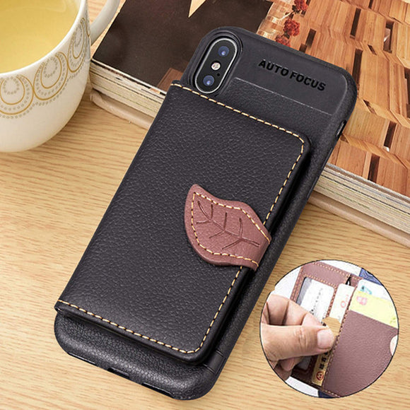 Phone Case - Luxury Retro PU Leather Wallet Card Slot Holder Phone Case For iPhone X/XS/XR/XS Max 8/7 Plus