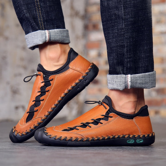Fashion Split Leather Mens Flat Male Outdoor Sport Loafers