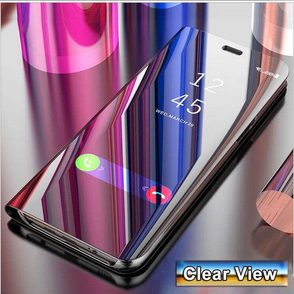Luxury Mirror Clear View Flip Full Case For iPhone X XR XS Max