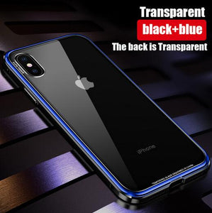 Phone Case - Luxury Aluminium Metal Bumper Tempered Glass Clear Phone Case for iPhone