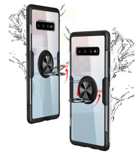 Phone Case - Luxury 360 Clear Shockfproof Armor Phone Case With Magnetic Ring Holder For iPhone XS/XR/XS Max 8/7 Plus-samsung in stock