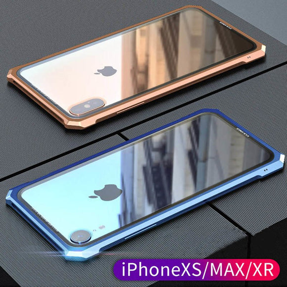 Phone Accessories - Shockproof Aluminum Metal Bumper 9H Transparent Tempered Glass Cover