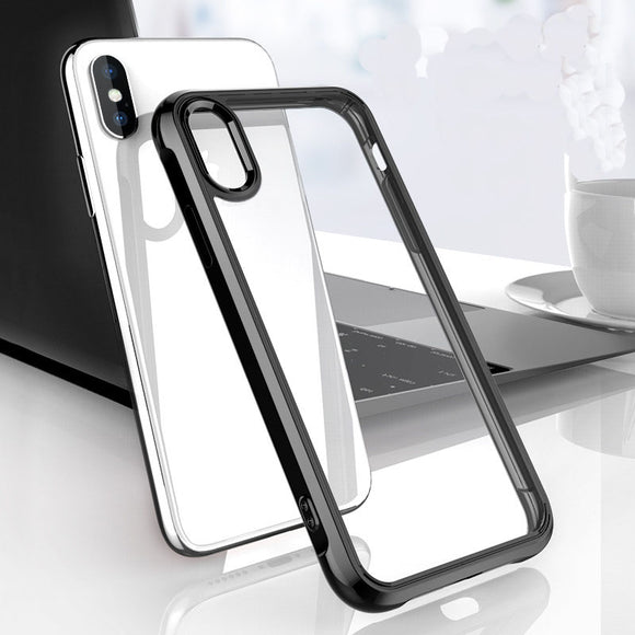 Phone Case - Anti-knock Case Dual Silicone Bumper + Clear Acrylic Back Cover for iPhone XS Max XR XS X
