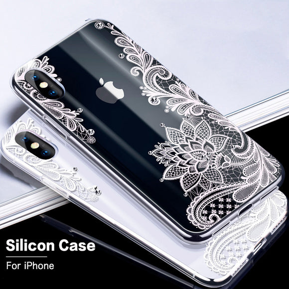 Phone Case - Luxury 3D Lace Flower Soft Silicone Phone Case For iPhone XS/XR/XS Max 8/7 Plus