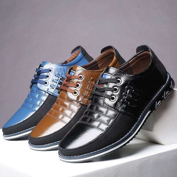 Genuine Leather Men Casual Lace Up Shoes