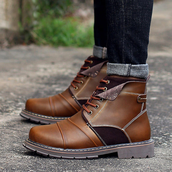 Kaaum Genuine Leather Men Waterproof Boots