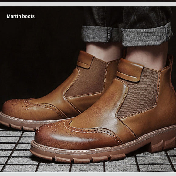 Men's Shoes - Winter Fur Leather Chelsea Boots