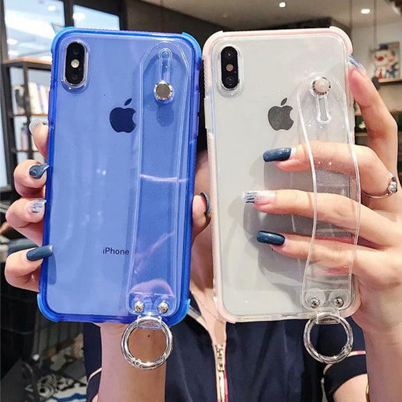 Transparent Soft TPU Wrist Strap Iphone Case