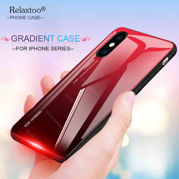 Fashion Gradient Glass Phone Case for iPhone X XR XS Max