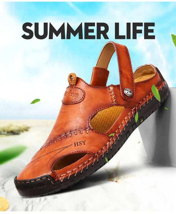 Fashion Men's Half Drag Leather Beach Dual-use Sandals(Buy 2 Get 5% OFF, 3 Get 10% OFF, 4 Get 20% OFF)