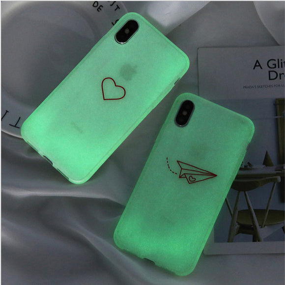 Phone Case - Luxury Luminous Cartoon Love Heart Stars Soft TPU Phone Case For iPhone XS/XR/XS Max 8/7 Plus