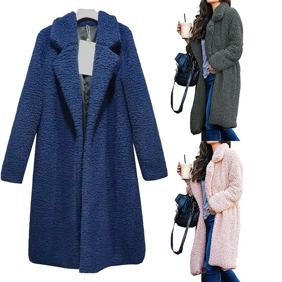 Women's Clothing - 2019 Women Fashion Winter Warm Faux Fur Long Coat