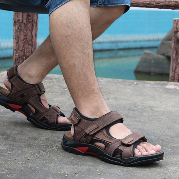 Men's Shoes - Summer Men Genuine Leather Classical Casual Beach Sandals