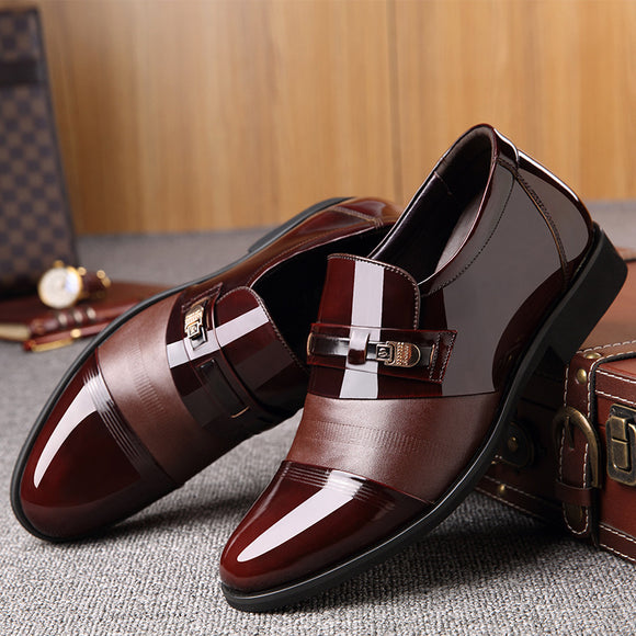 New Luxury Patent Leather Black Brown Plus Size Dress Shoes