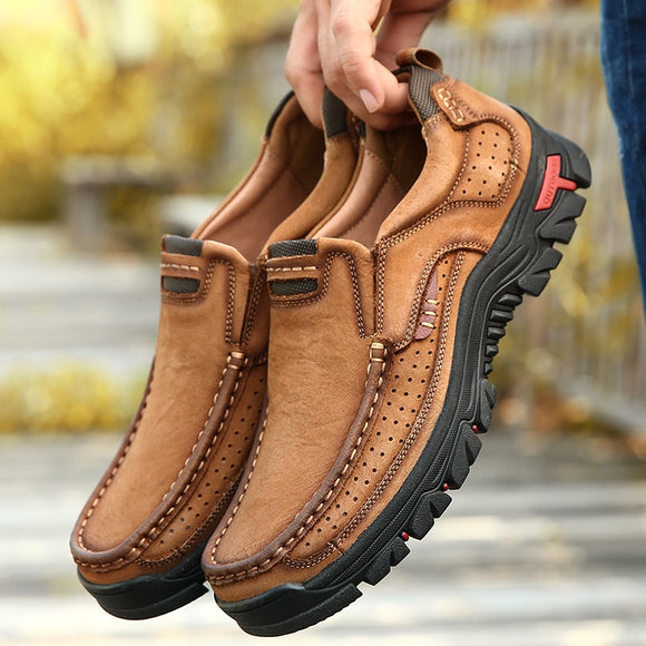 Kaaum Genuine Leather Men Solid Slip On Boots