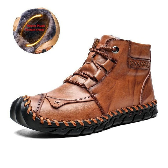 High Quality Leather Men Warm Plush Snow Boots（Buy 2 Got 10% Off, 3 Got 15% Off）
