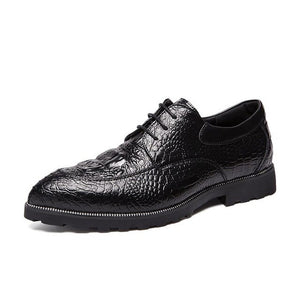 Kaaum Luxury Men's Oxford Fashion Crocodile Pattern Shoes