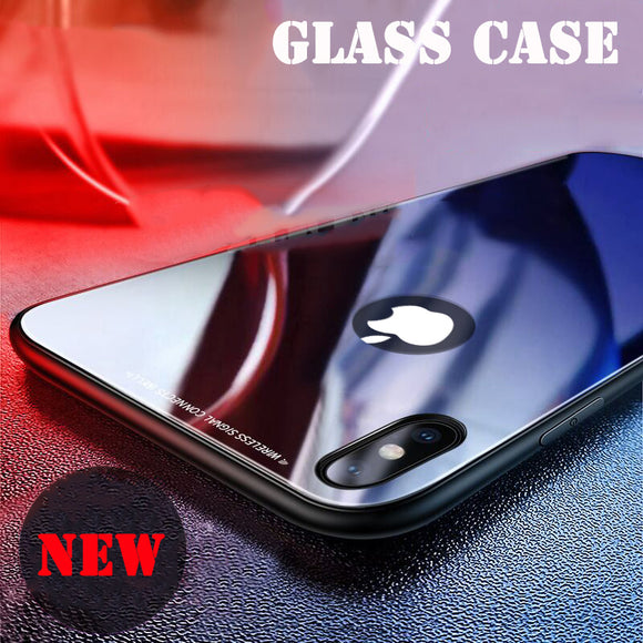 Phone Case - Luxury Soft Silicone Bumper Ultra Thin 9H Tempered Glass Case For iPhone X 8/7 Plus