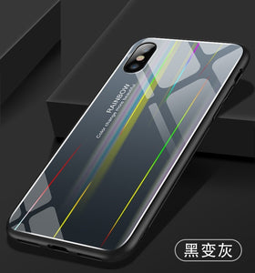 Phone Case - Luxury Aurora Color Soft Edge Tempered Glass Shockproof Phone Case For iPhone X/XS/XR/XS Max