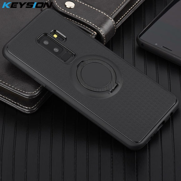 Phone Accessories - Magnetic Suction Bracket Finger Ring Soft TPU Back Cover For Samsung