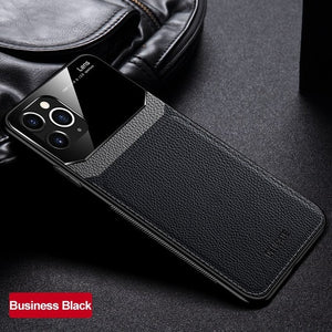 PU Leather Mirror Glass Phone Back Cover For iPhone 11 Pro Max SE 2020 XR XS Max