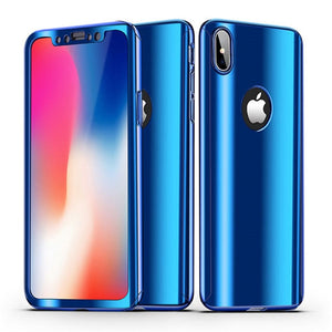 Phone Case - Luxury 360 Full Protection Plating Mirror Phone Case With Free Screen Protector For iPhone X/XS/XR/XS Max