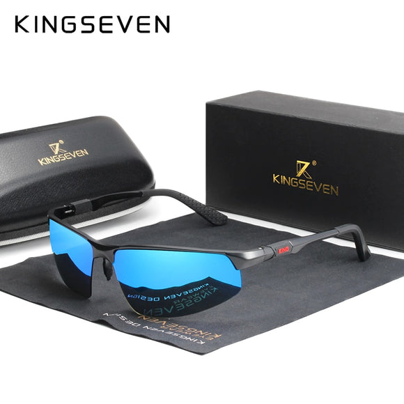 Kaaum Driving Series Blue Mirror Lens Polarized Men Aluminum Sunglasses