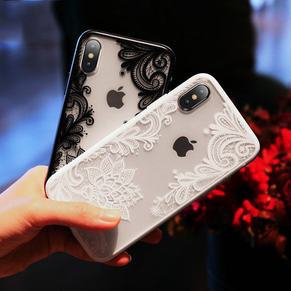 Phone Case - Luxury 3D Lace Relief Flower Phone Case For iPhone XS/XR/XS Max 8/7 Plus