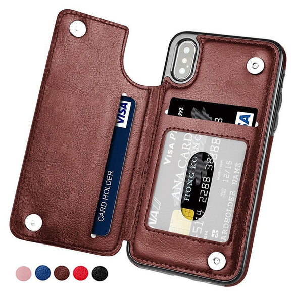 Kaaum Retro PU Leather Multi Card Holders Case For iPhone