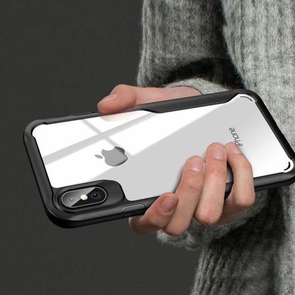 Phone Case - Luxury Transparent Acrylic Silicone Shockproof Armor Phone Case For iPhone X/XS/XR/XS Max