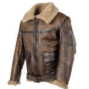 Kaaum Men Winter Motorcycle Windbreaker Retro Leather Jacket