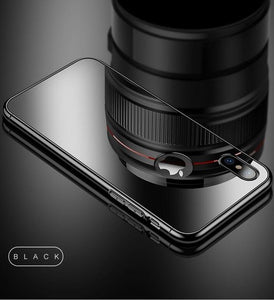 Phone Case - Luxury Ultra Thin 3 in 1 Plating Frame Tempered Glass Back Cover For iPhone X