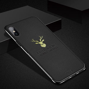 Phone Case - Luxury Plating Electrode Deer Patteren Litchi Leather Phone Case For iPhone XS/XR/XS Max 8/7 Plus