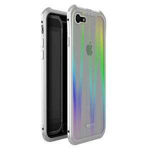 Phone Case - Laser Glitter Transparent Glass Metal Bumpe Case for iPhone X