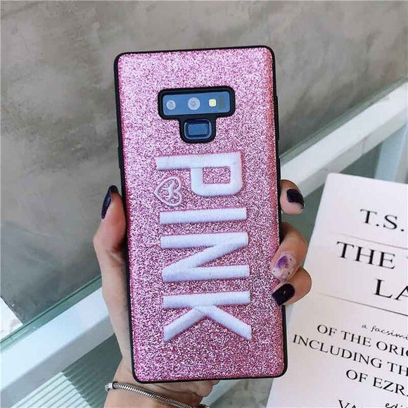 Luxury Fashion Hot Cute Glitter Embroidery Pink Phone Case For Samsung S10 S10Plus S10E Note 9/8 S9 S8/Plus