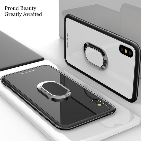 Phone Case - Tempered Glass Magnetic Car Bracket Case For iPhone 7 8 Plus X