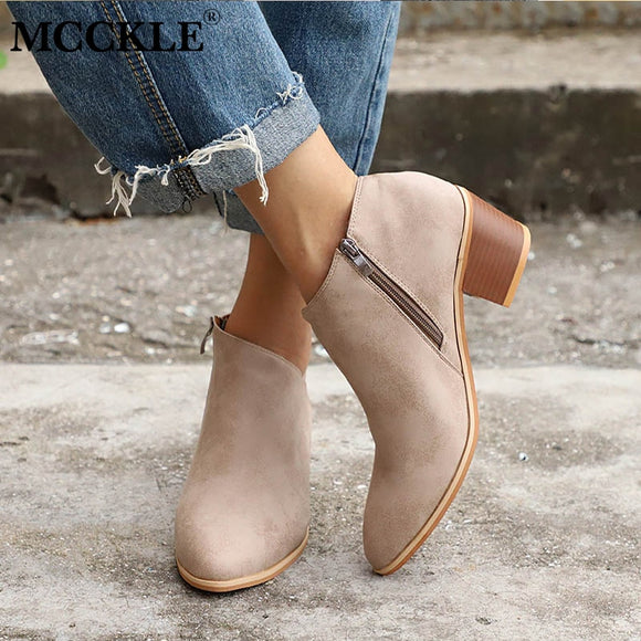 Shoes - Plus Size Suede Pointed Toe Women Short Boots
