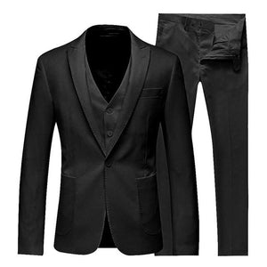 Men Spring Autumn 3 Pieces Solid Classic Blazers Suit Sets Business Blazer +Vest +Pants Suits Sets