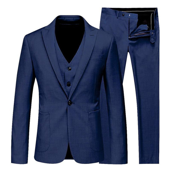 Men Spring Autumn 3 Pieces Solid Classic Blazers Suit Sets Business Blazer +Vest +Pants Suits Sets