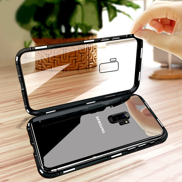 Phone Case - Luxury Magnetic Metal Flip Tempered Glass Protective Phone Case For Samsung Galaxy S9/S8 Plus Note 9/8