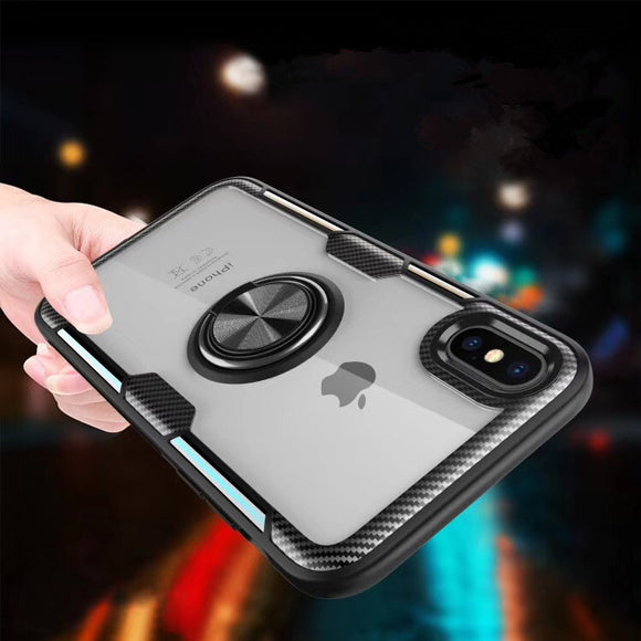 Anti-knock Airbag Tempered Glass Case With Magnetic Car Holder For iPhone 6 6S 7 8 Plus X XS MAX XR