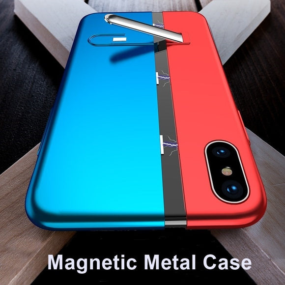 Magnetic Phone Case For iPhone+Metal Bumper Cover