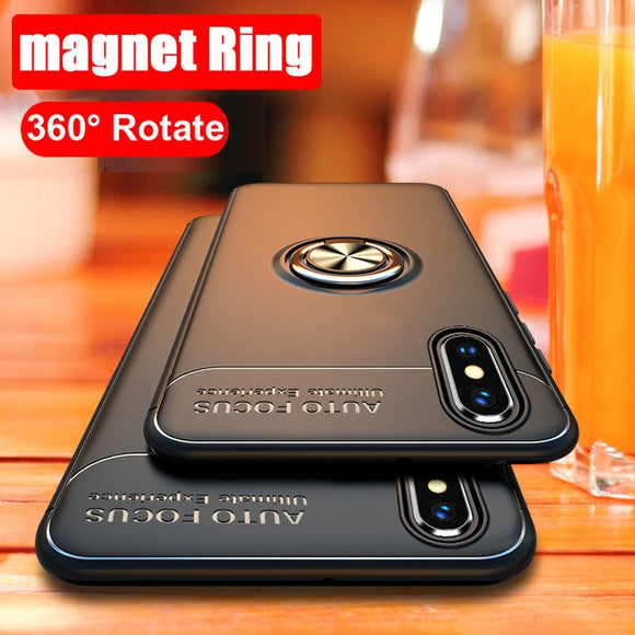 Car Magnetic Ring Cool Holder Soft Matte Silicone Phone Case For iPhone X XS XR XS Max(Buy 2 Get 5% off, 3 Get 10% off Now）