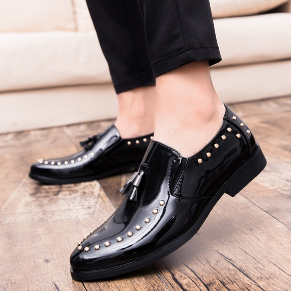 Men's Shoes - Business Pointed Toe Rivet Tassel Dress Shoe