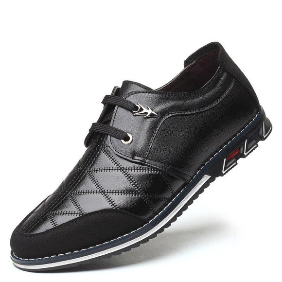 Men Casual Leather Lace up Breathable Shoes