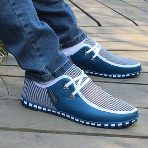 Shoes-2020 Men's Striped Lace Up Lightweight Leather Shoes