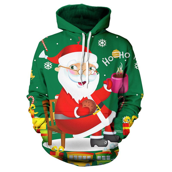 Kaaum 3D Santa Claus Printing Sweatshirt Hoodies