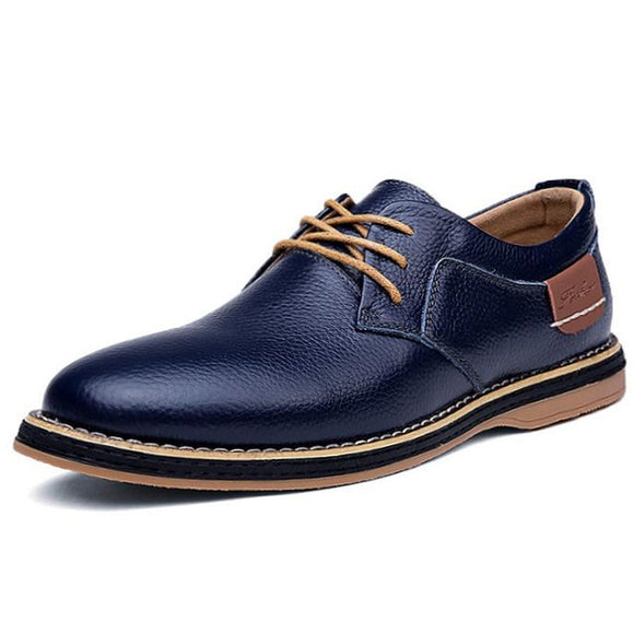 Genuine Leather Man Oxford Shoes Lace Up Men Casual Moccasins Comfortable Fashion Office Footwear Loafers